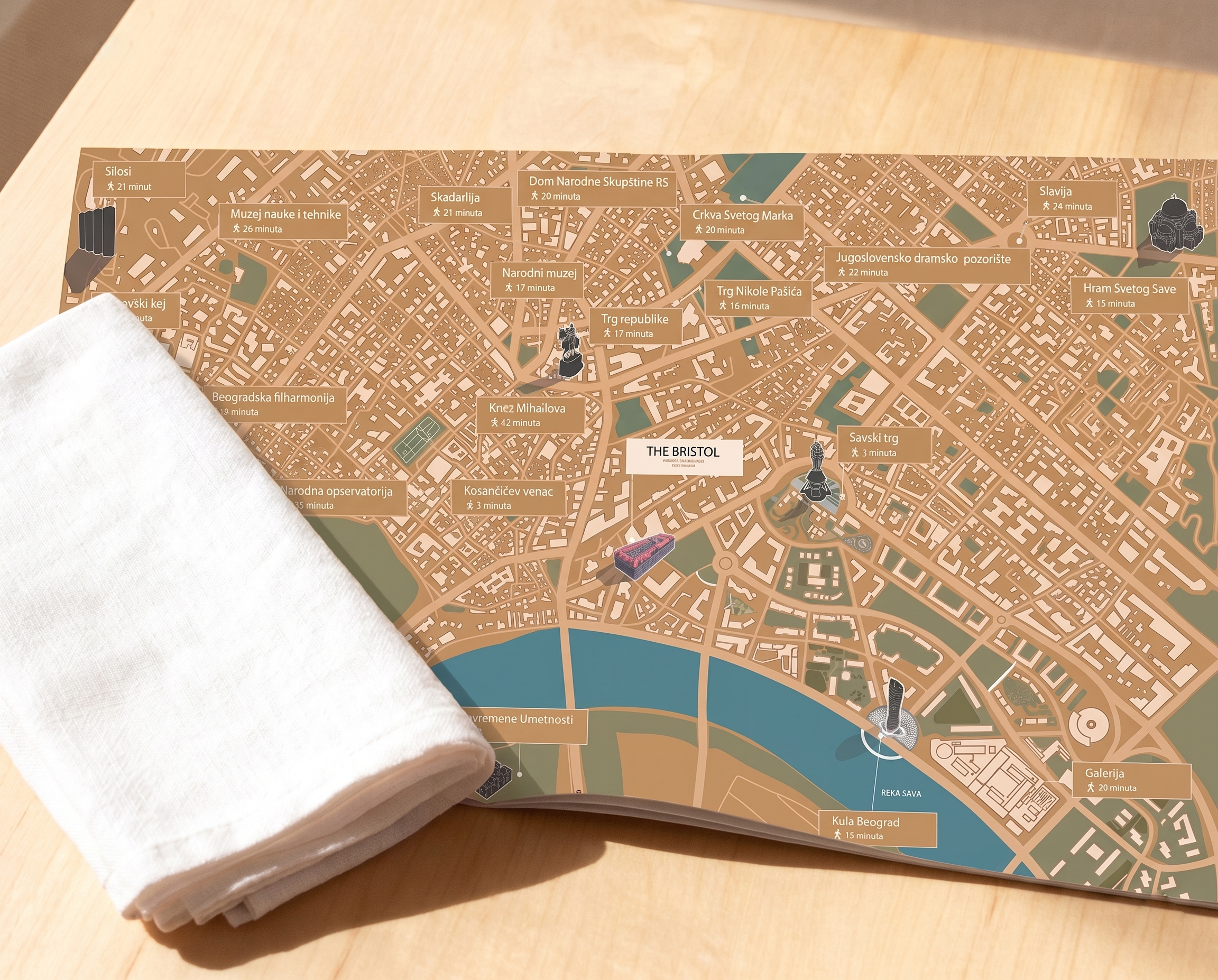 The Bristol printed map laid out on wooden table