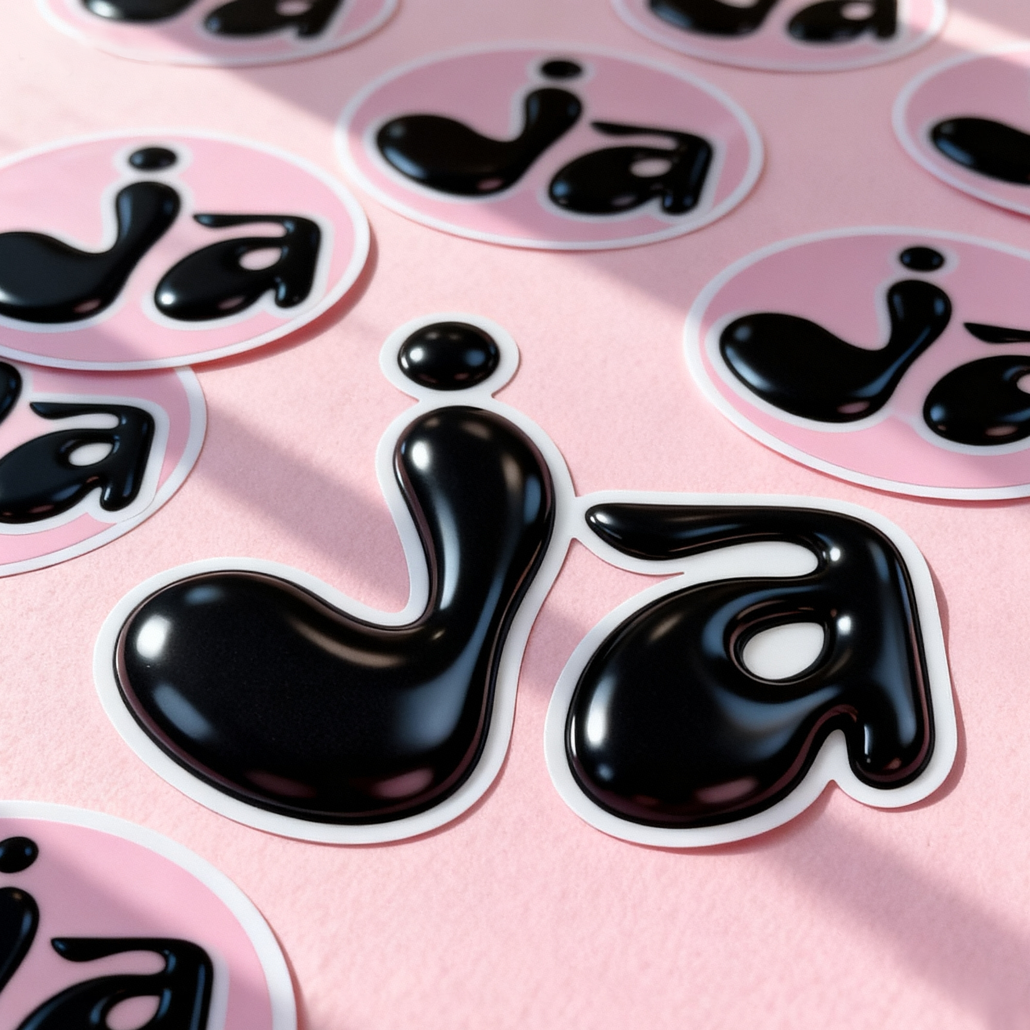 Ja brand pattern — black ja logo on pink background