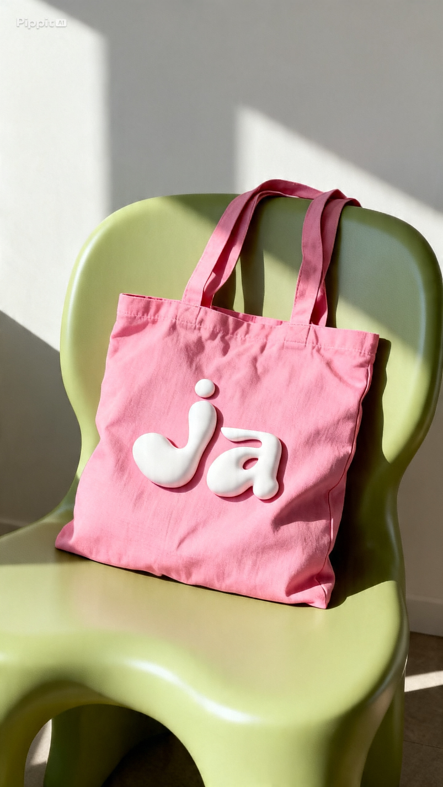 Ja logo on pink tote bag