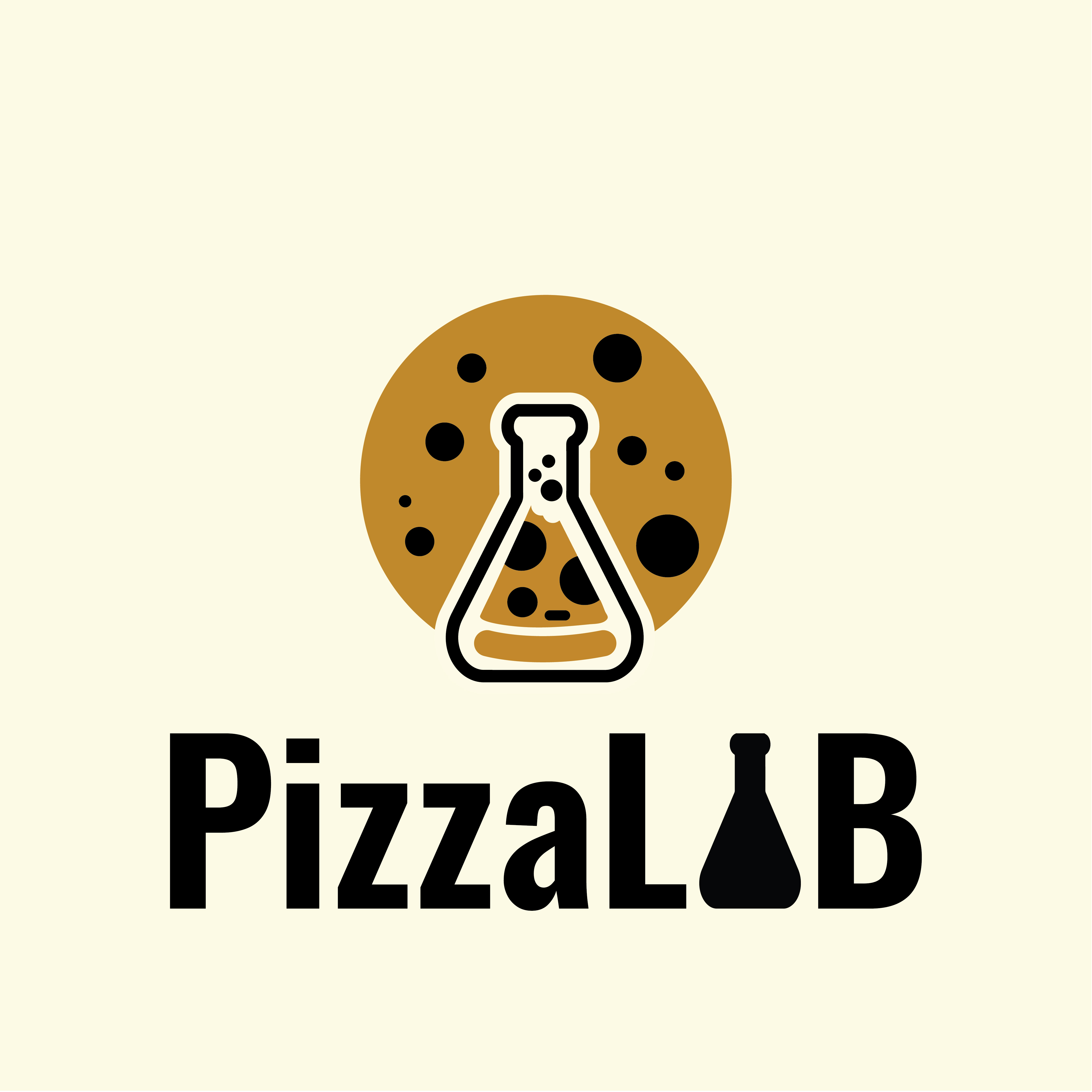 PizzaLAB primary logo — stacked icon and wordmark