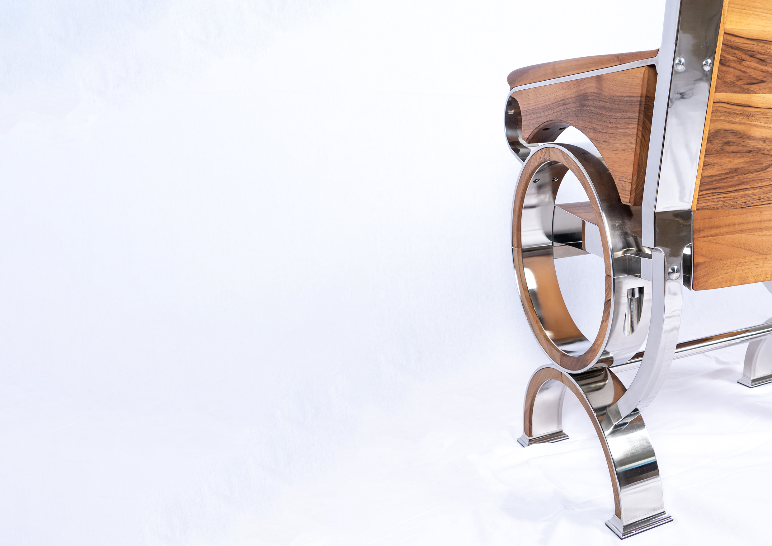 Todor's Chair — walnut and steel craftsmanship close-up