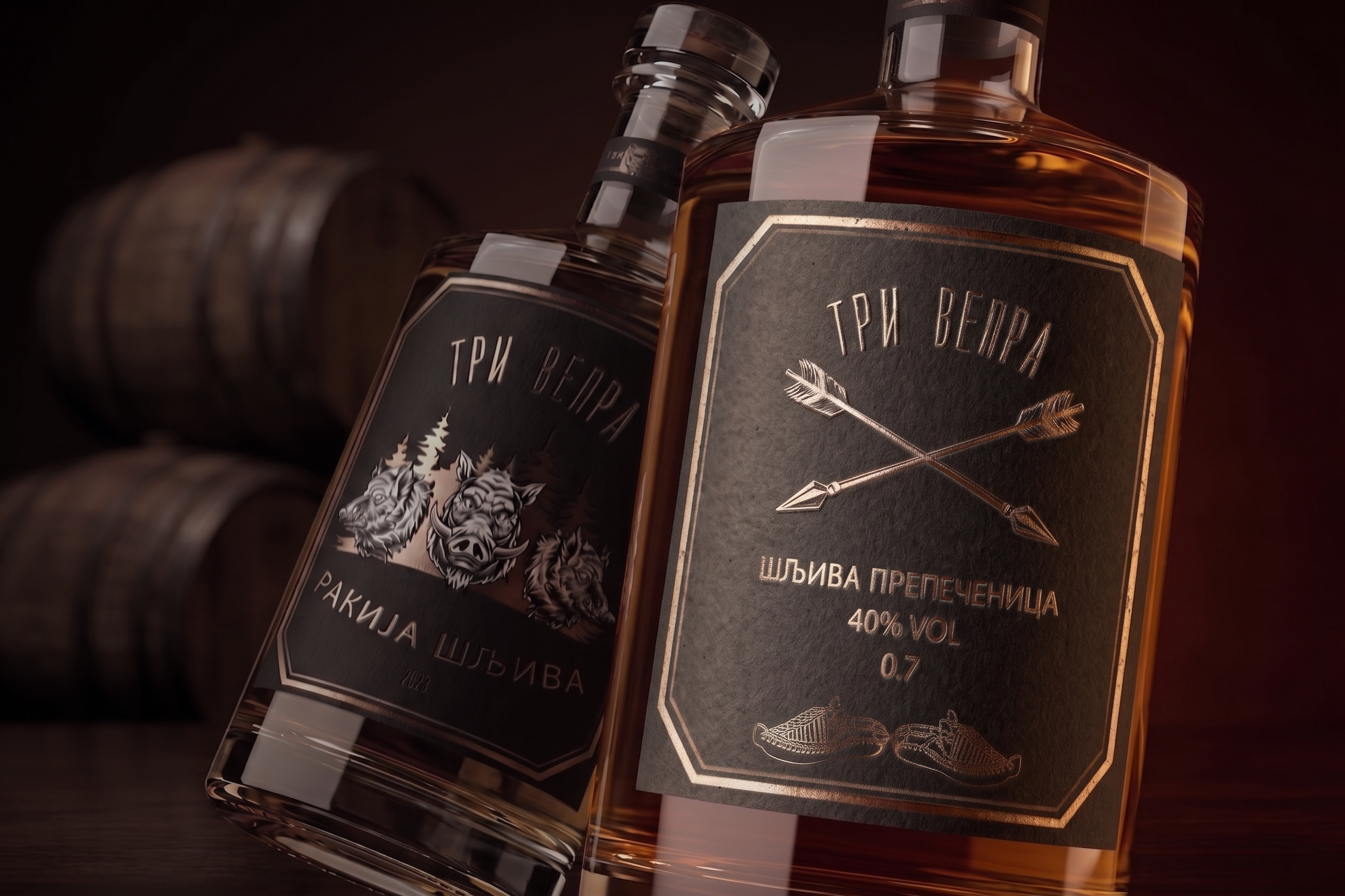 Tri Vepra bottle at angle showing full label design