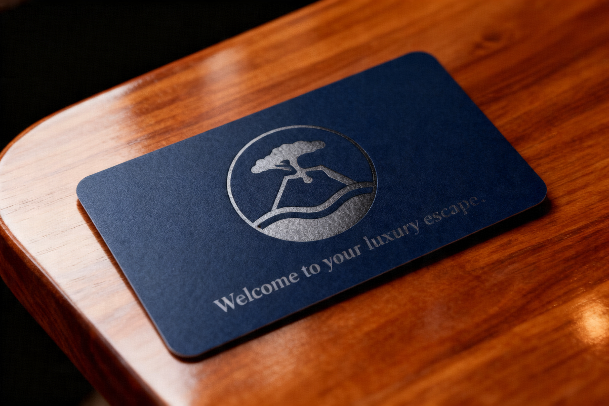Villa Pino welcome card on wood table