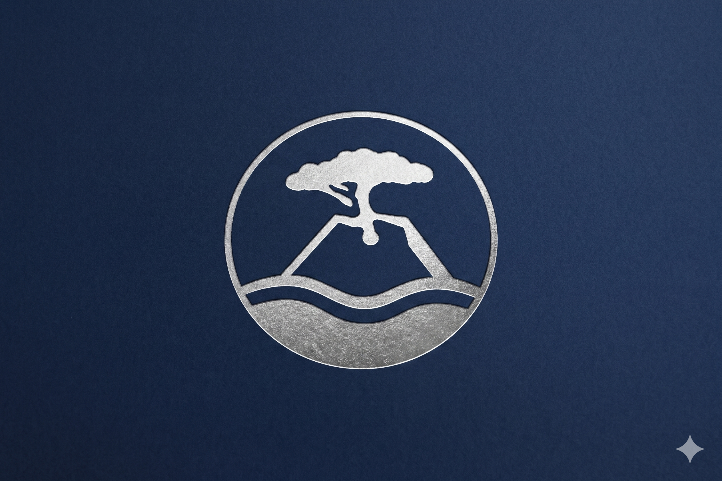 Villa Pino circular logo emblem on navy blue