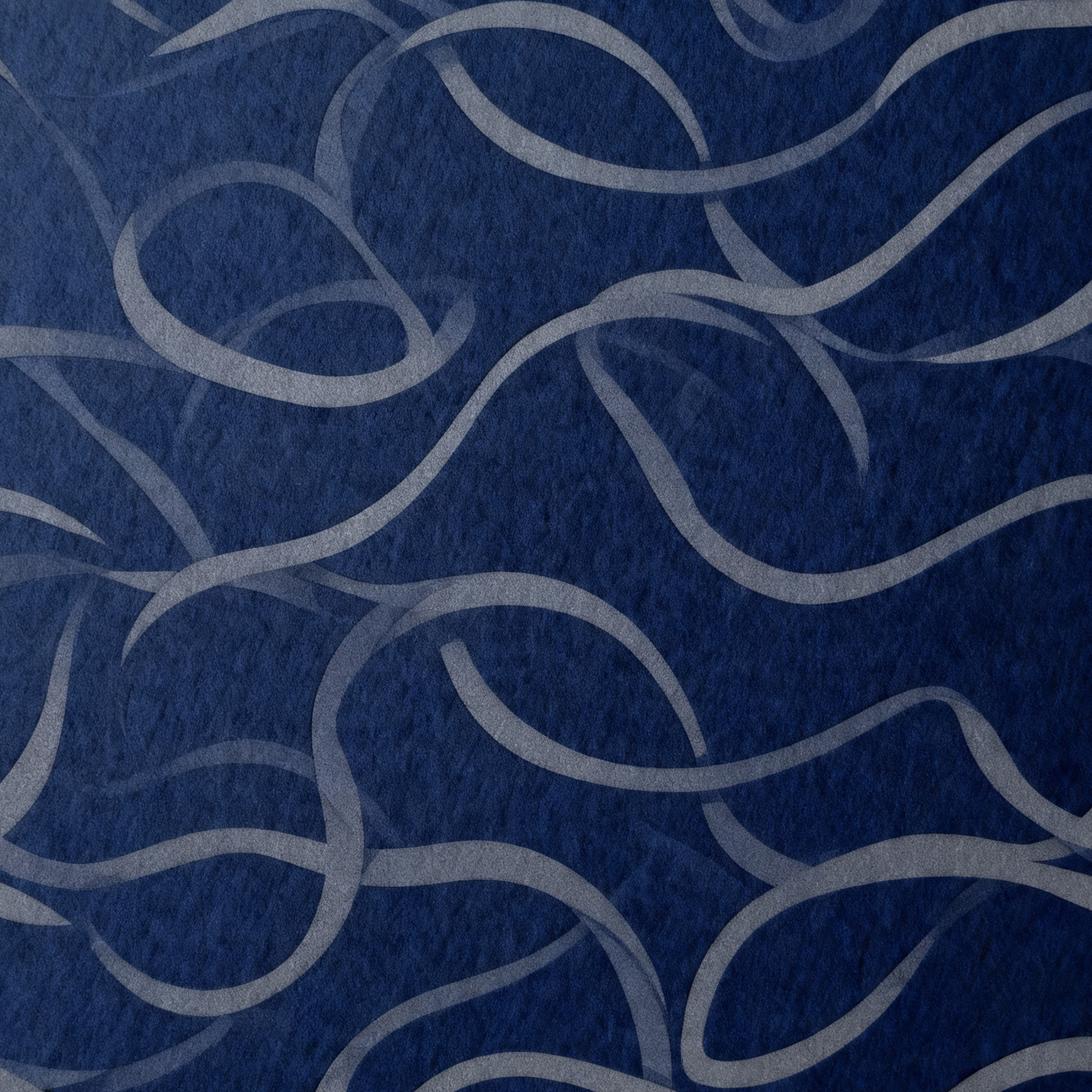 Villa Pino silver wave pattern on navy blue