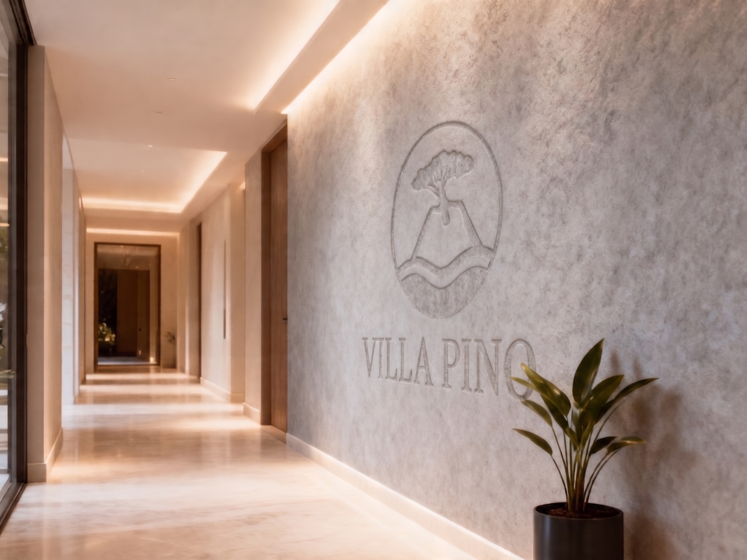 Villa Pino logo applied to interior wall